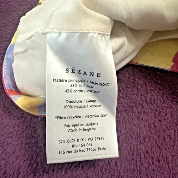 Sezane X Farm Rio Size US 10 Parioca Blouse One Shoulder Floral Crop Tropical - Picture 11 of 13